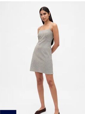 GAP Black Plaid Spaghetti Strap Mini Dress